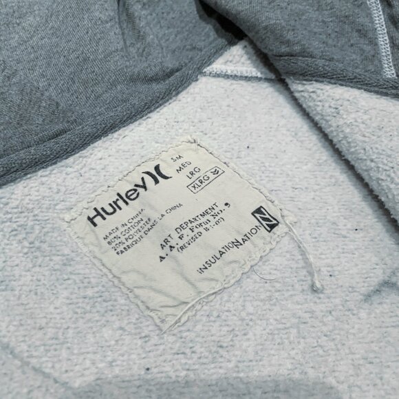 Hurley Full Zip Men's Hoodie XL Gray Jacket Insulated Sweater Jacket Thick Lined - Picture 9 of 10